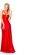 © Sumeet/peopleimages.com - Woman, fashion and red silk dress for prom, bridesmaid and formal event isolated on a transparent png background. Portrait of elegant female model, luxury evening gown and smile in designer clothes