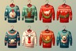 illustration of a pattern of ugly Christmas sweaters for wallpapers. AI generative