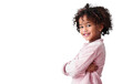 © Sumeet/peopleimages.com - Portrait, child and happy girl with arms crossed isolated on a transparent png background. Face, happy and confident kid in casual clothes for fashion, style and cute with positive mindset in Brazil.