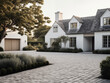 White modern house home beautiful farmhouse cottage transitional classic architecture view of exterior front lawn and paved driveway