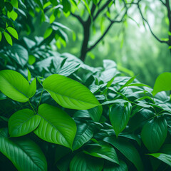 Wall Mural - a lush green forest filled with lots of leaves
