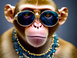 scimmia ricca gioielli occhiali da sole