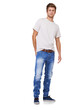© Sumeet K/peopleimages.com - Fashion, portrait and confident man in jeans isolated on a transparent png background. Serious, style and person with hands in pocket, casual clothes and trendy tshirt for cool aesthetic in Australia