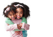 © Sumeet/peopleimages.com - Girls, sibling and hug with happiness in portrait or png with isolated and transparent background. Love, kid and together with embrace or care and smile for trust or bonding to play with friends.