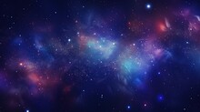 Abstract Space Background Panoramic, Realistic Nebula And Shining Stars.AI Generated