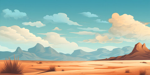 Sticker - A desert landscape illustration background