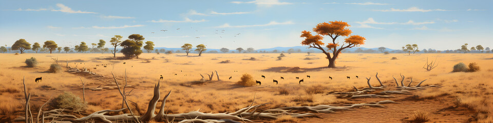 Canvas Print - Dry season landscape illustration background