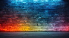 A Brick Wall With Color Background. A Brick Wall Consisting Of Brick Of Different Colors. A Spectrum Of Colors Or Rainbow Colors