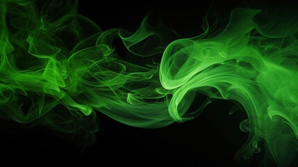 Light neon green smoke color on dark background. AI generated image