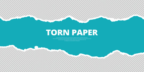 Wall Mural - Torn paper teal Blue and white color ripped paper background post, banner, design