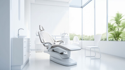 Wall Mural - Dentist clinic modern interior with windows. Ai generative