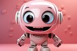 Pastel pink robot with a friendly face, designed to engage and entertain kids, Generative AI