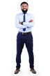 © Sumeet K/peopleimages.com - Business, portrait and black man with arms crossed in full body for corporate fashion style and career. Happy professional person in shirt with job confidence isolated on transparent, png background