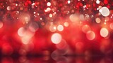 Fototapeta Tulipany - Christmas red abstract valentine background, Red glitter bokeh vintage lights background.