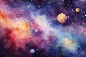 Poster - Planets and galaxy, science fiction background wallpaper