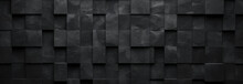 Black Antharcite  Wooden Texture With Square Cubes Mosaic Background Panorama Banner Long