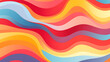 Abstract background of rainbow groovy Wavy Line design in 1970s Hippie Retro style. Vector pattern ready to use for cloth, textile, wrap and other. Generative AI.