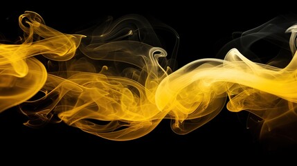 Wall Mural - Light neon yellow smoke color on dark background. AI generated image