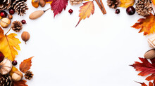 Autumn Creative Frame Composition With Dried Leaves
