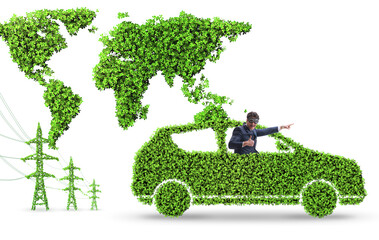 Wall Mural - Electric car and green energy concept