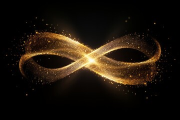 golden micro particles arranged in the shape of infinite symbol 8