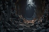 Beautiful dark cave with light coming from inside