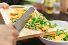 Colorful View Of Pieces Of Vegetables On A Cutting Board