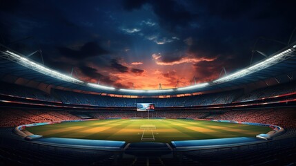 Stadium of cricket night, Bright color.