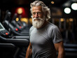 © ImageFlow - Old man training in gym. Healthy life with sport and fitness concept. Ai generative illustration