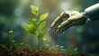 robotic hand planting a plant