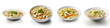 Chicken noodle soup in a bowl, on white background
