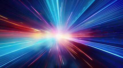 Wall Mural - Light speed hyperspace warp background.