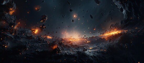 Wall Mural - impressive sci fi depiction of deep space enhanced by ai elements