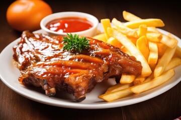 Poster - glazed pork ribs with side of french fries