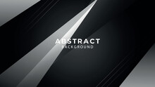 Black White Overlap Layered Abstract Modern Background On Dark Design With Geometric Triangle Shape, Shadow, Diagonal Stripes Line And 3d Effect. For Banner,  Landing Page, Website Template And More.