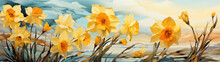 Daffodils Come To Life On This Watercolor Wallpaper, Showcasing Their Vibrant Beauty In An Artistic Style.