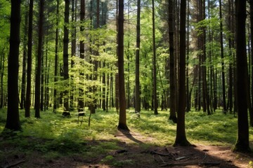 Wall Mural - a forest full of standing trees