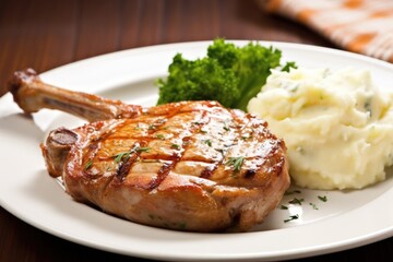 Wall Mural - grilled veal chop with mashed potatoes