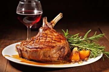 Wall Mural - well cooked veal chop with visible juices