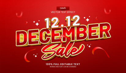 Poster - Design editable text effect, 1212 December Sale 3d cartoon vector illustration