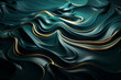 Amazing abstract dark green texture. 3d vertical banner emerald royal color. Oil marble picture with glowing effect. Wavy fluid trendy modern background. 