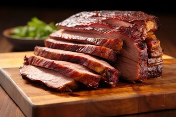 Poster - partially sliced stack of hickory smoked ribs