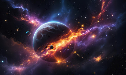 Wall Mural - space art planet nebula