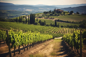 Vineyards of Montalcino (Siena, Tuscany, Italy) at summer