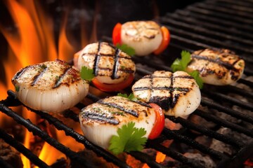 Poster - scallops grilling on a traditional charcoal grill