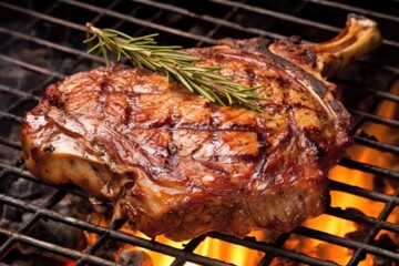 Canvas Print - veal chop with grill marks in close-up