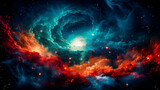 Fototapeta  - Apocalyptic abstract background with vivid colors. Destruction of the universe.
