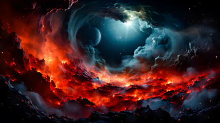 Apocalyptic abstract background with vivid colors. Destruction of the universe.