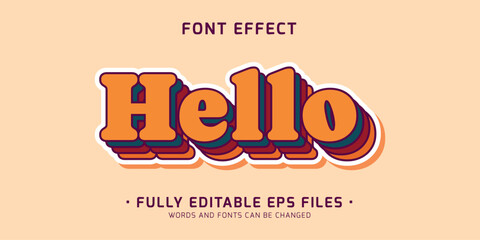 Wall Mural - vector editable text effect hello, vintage and retro font style