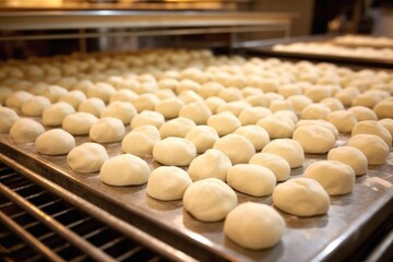 Wall Mural - rows of dough resting before entering oven